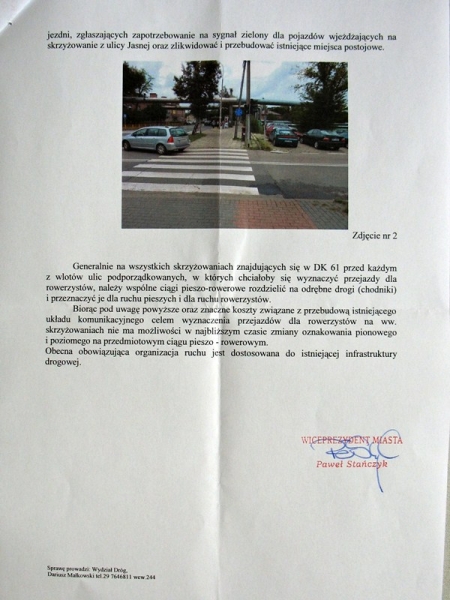 Odpowiedź na pismo w sprawie ddr na ul. I AWP (str. 2/2)